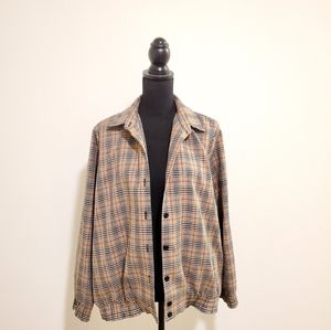 Alfred Dunner Glen Plaid Red Black Tan Button Up Jacket Coat